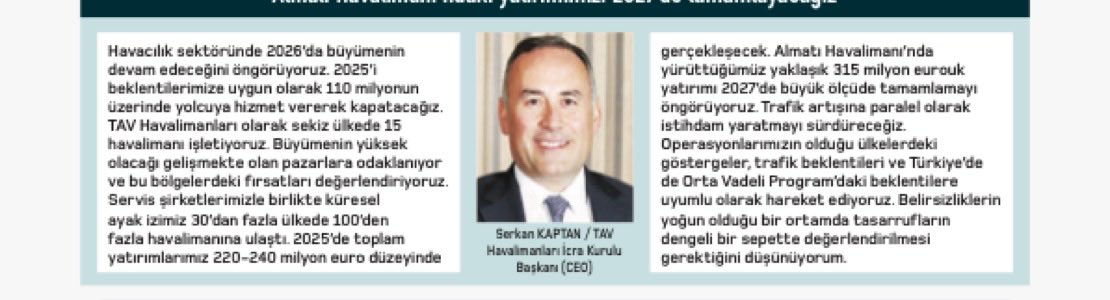 “Almatı Havalimanı’ndaki yatırımımızı 2027’de tamamlayacağız” #tavhl