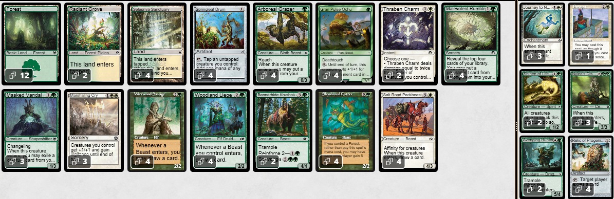 I created this abomination and went 4-1. Posting right away for bragging rights lmao 
Btw Skyshroud Cutter is bugged and doesn't give life to opponent, plz <a href="/MTGO/">Magic Online</a> fix it before my friends say my wins are fake. 

Also list will be improved, this first draft actually kinda sucks