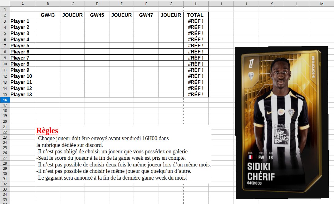 Ce week-end c'est le début du nouveau projet ! 
Pour ce mois ce sera Sidiki Chérif qui sera à gagner.🎁
On en parle demain en live à 14H00. 
Lien du discord : discord.gg/dJQUj3dz
Rubrique : Mensuel🏆
(pensez à bien lire les règles.)
❤️&amp;🔄 pour le soutien ! 
#sorare #Giveaway