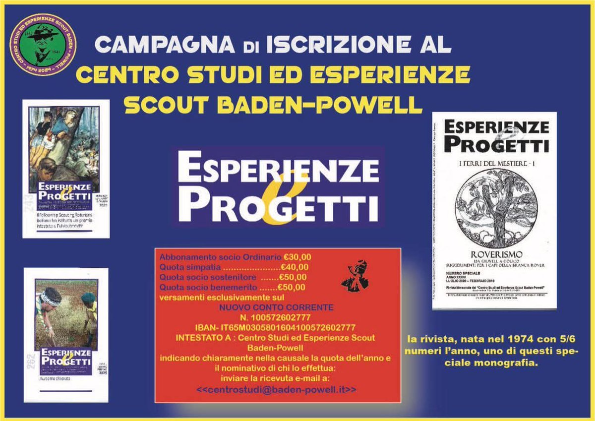 ... e se vuoi contribuire alla "creazione" dei prossimi numeri di Esperienze &amp; Progetti, entrando in redazione e diventando un collaboratore della rivista scrivi a paolo@webradioscout.org ⚜️☘️