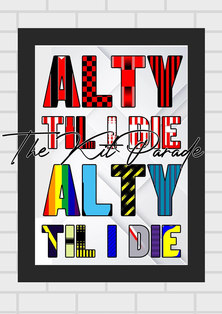 The_Kit_Parade's tweet image. 🟥 #Altrincham FC design
⬛️ '#Alty Til I Die'
⬜️ 22 home and away shirt designs
🟥 A3 and A4 prints available now