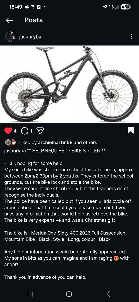 Long shot here troops but if yer in the Dunbar or East Lothian area and hear or see anything abour ma mates laddies stolen Christmas bike can you get in touch.