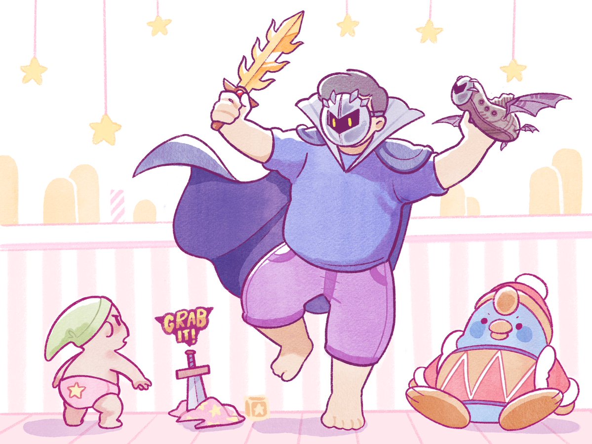 poxamarquinhos's tweet image. A Kirby AU where the games are simply the dreams of an little baby, imagining playtime with their parents, friends and fragments of everyday life ♡