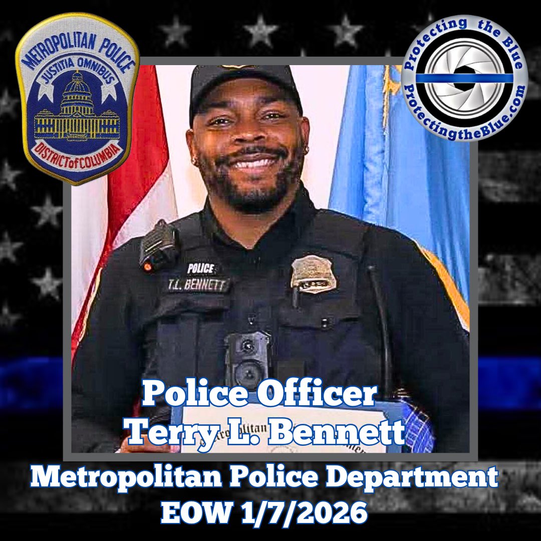 protectingblue's tweet image. RIP. District of Columbia Police Officer Terry L. Bennett succumbed to injuries he received on December 23, 2025 when he was struck by the driver of a vehicle while assisting a disabled motorist. 

Around 10:10 p.m., Officer Bennett stopped in the eastbound lanes of I-695 near…