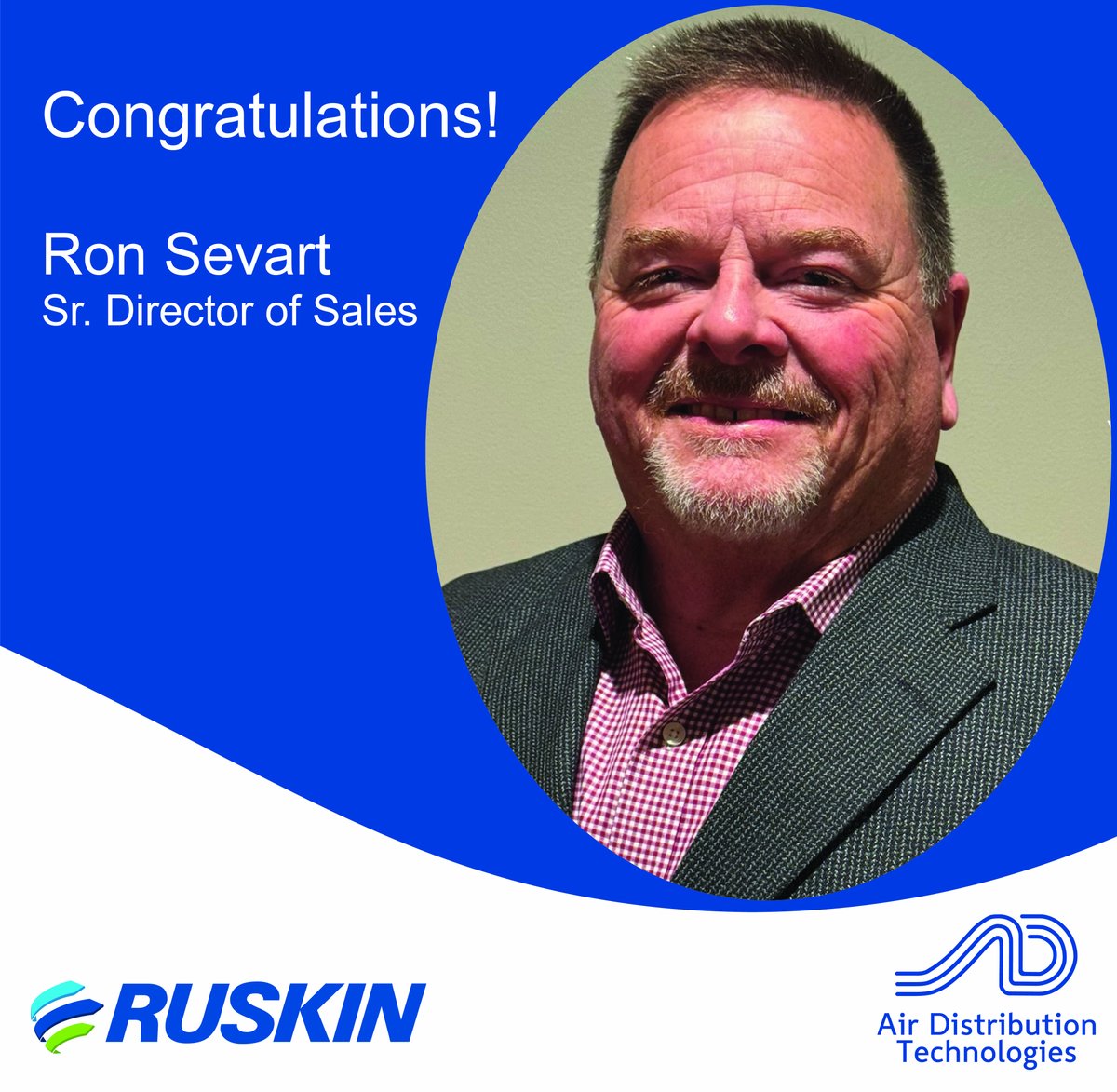 ruskincompany's tweet photo. Join us in congratulating Ron Sevart for his well-deserved promotion to Senior Director of Sales for Ruskin. #TeamRuskin #Congratulations #SalesLeadership https://t.co/SFCdWSHhTp