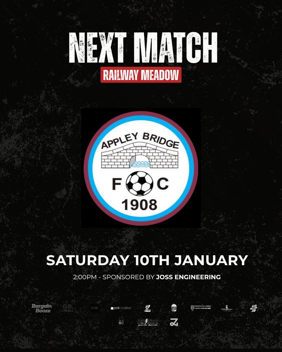daltonunitedfc's tweet image. ⚫🔴 𝗡𝗘𝗫𝗧 𝗠𝗔𝗧𝗖𝗛 🔴⚫
📅 Saturday 10th January

𝟭𝘀𝘁 𝗧𝗘𝗔𝗠
🆚 Appley Bridge
⏰ 2:00pm
🏟 Railway Meadow, Sponsored by Joss Engineering

𝗔 𝗧𝗘𝗔𝗠
🆚 Crooklands Casuals Reserves
⏰ 2:00pm
🏟 Bigger Bank