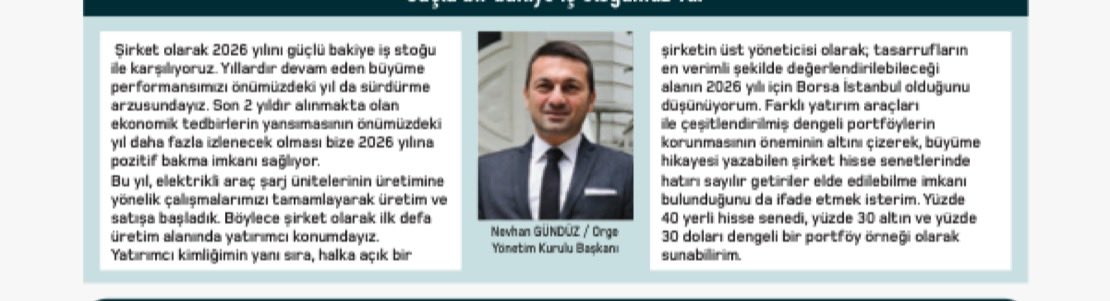 “Güçlü bir bakiye iş stoğumuz var” #orge