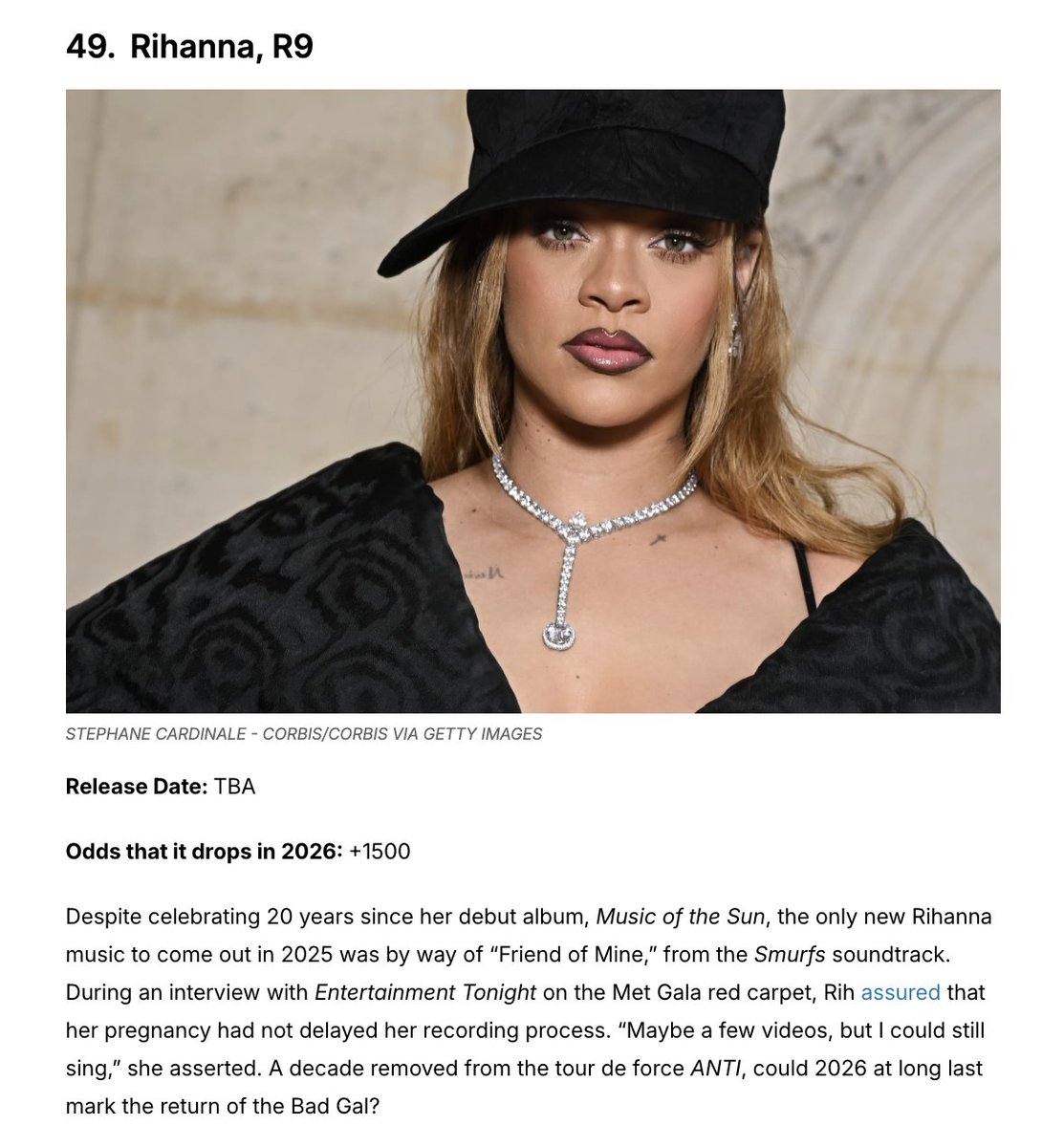 FentyStats's tweet image. .@ComplexMusic names @rihanna's #R9 one of the most anticipated albums of 2026.

"A decade removed from the tour de force ANTI, could 2026 at long last mark the return of the Bad Gal?"