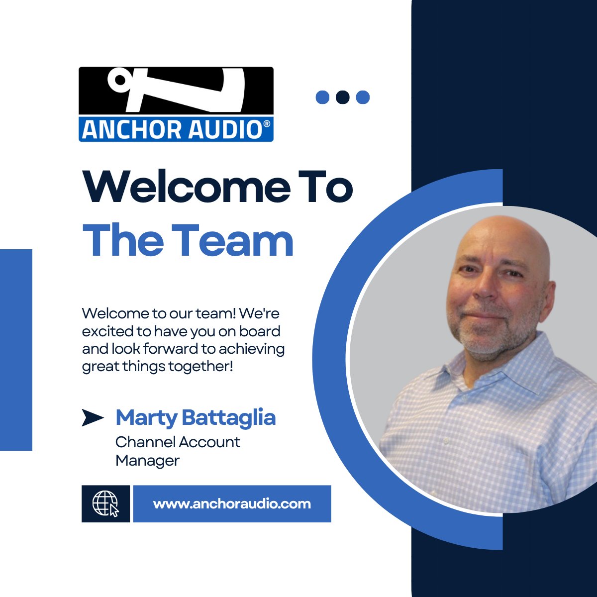AnchorAudio's tweet image. 🎉 Welcome to Anchor Audio, Marty Battaglia!
Marty joins our team as a Channel Account Manager, bringing deep channel expertise and a passion for partner success.

#WelcomeToTheTeam #AnchorAudio #ChannelPartners