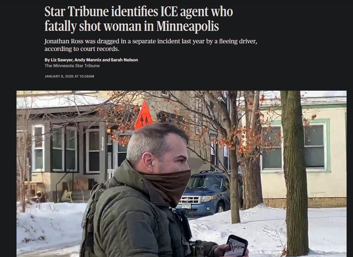 SunnyAdriano's tweet image. The fascist pig ICE agent murderer's name is Jonathan Ross.