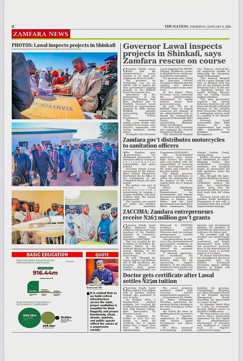 Dangaladima54's tweet image. Zamfara News

The Nation Newspaper
JAN. 08, 2026
#Sbalatweets