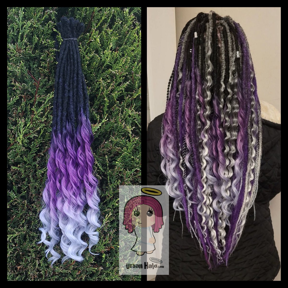 Urban_Halo's tweet image. I installed my lovely purple ombre dreads with loose curly ends in with Sue's pre-made set today.
They're sitting shorter atm as we've put them on top until they're settled.
They bring her colours &amp;amp; textures together nicely, dont they?😇🖤💜

#urbanhalouk #dreadlocks #wavyhair