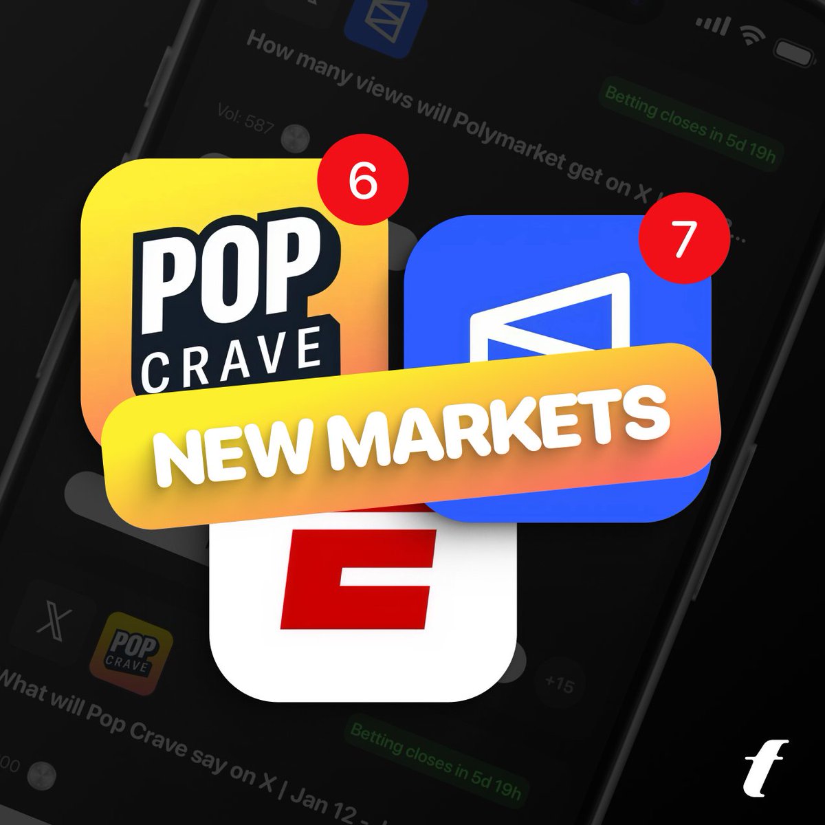 🚨 NEW MARKETS LIVE

The Golden Globes and NFL Playoffs are about to flood your 𝕏 feed.

Now you can bet on what Pop Crave, ESPN, and more are gonna post before they post it.