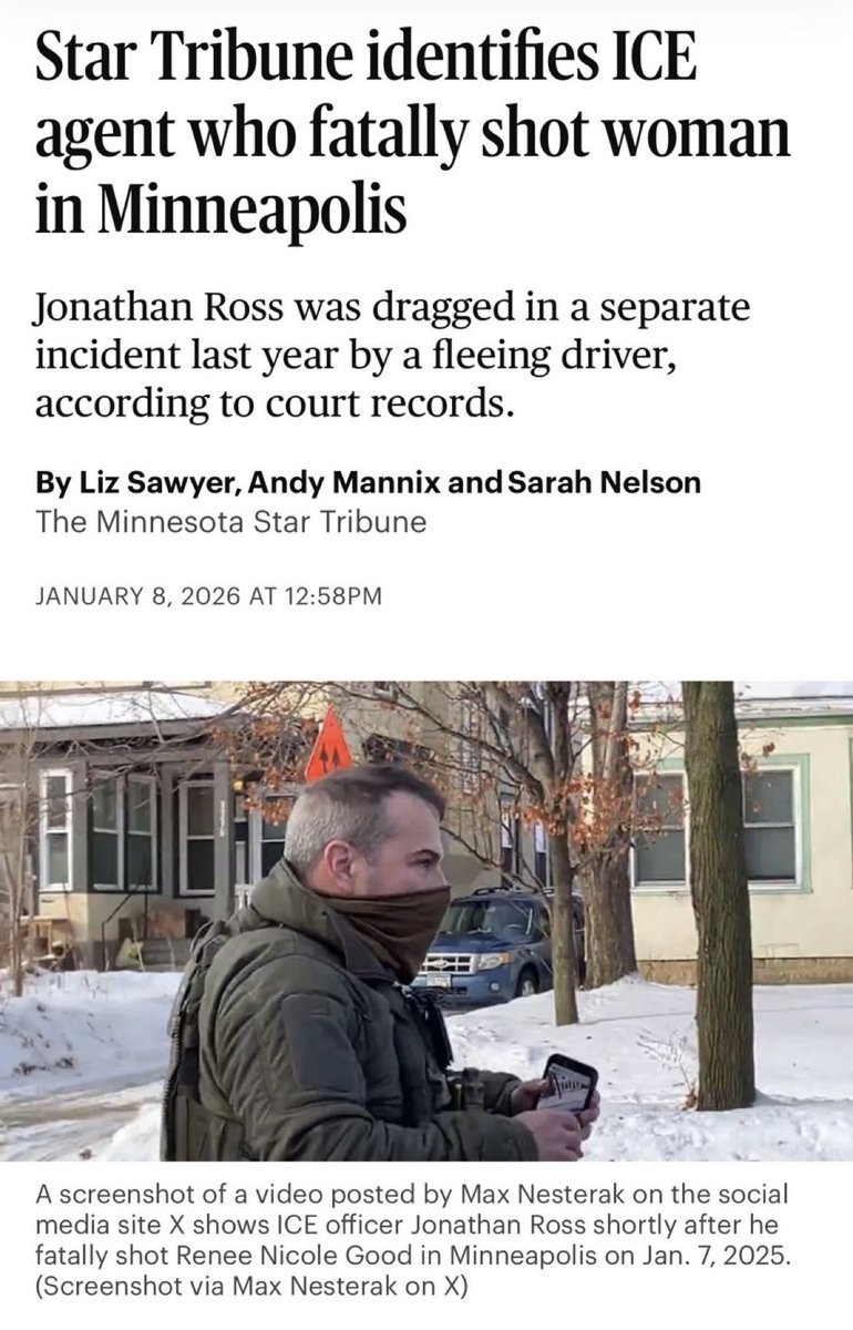 🚨BREAKING: the ICE agent who shot and killed Renee Good is Jonathan Ross.