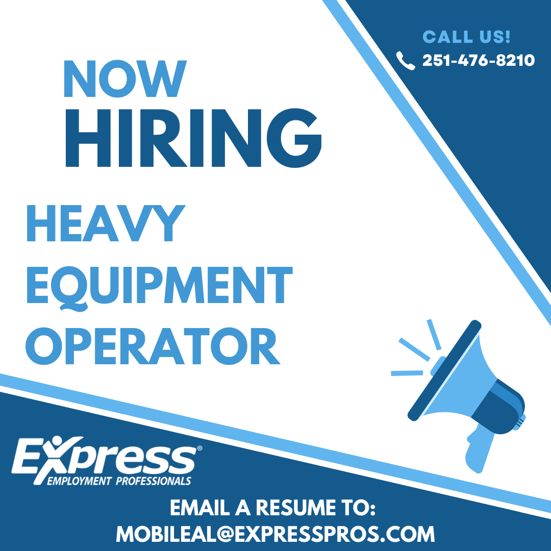 🚜 NOW HIRING: Heavy Equipment Operator – Mobile, AL

We are seeking experienced Heavy Equipment Operators for full-time opportunities in the Mobile area.

What You’ll Do:
Operate heavy equipment safely and efficiently
Assist with site preparation and material movement
Follow...