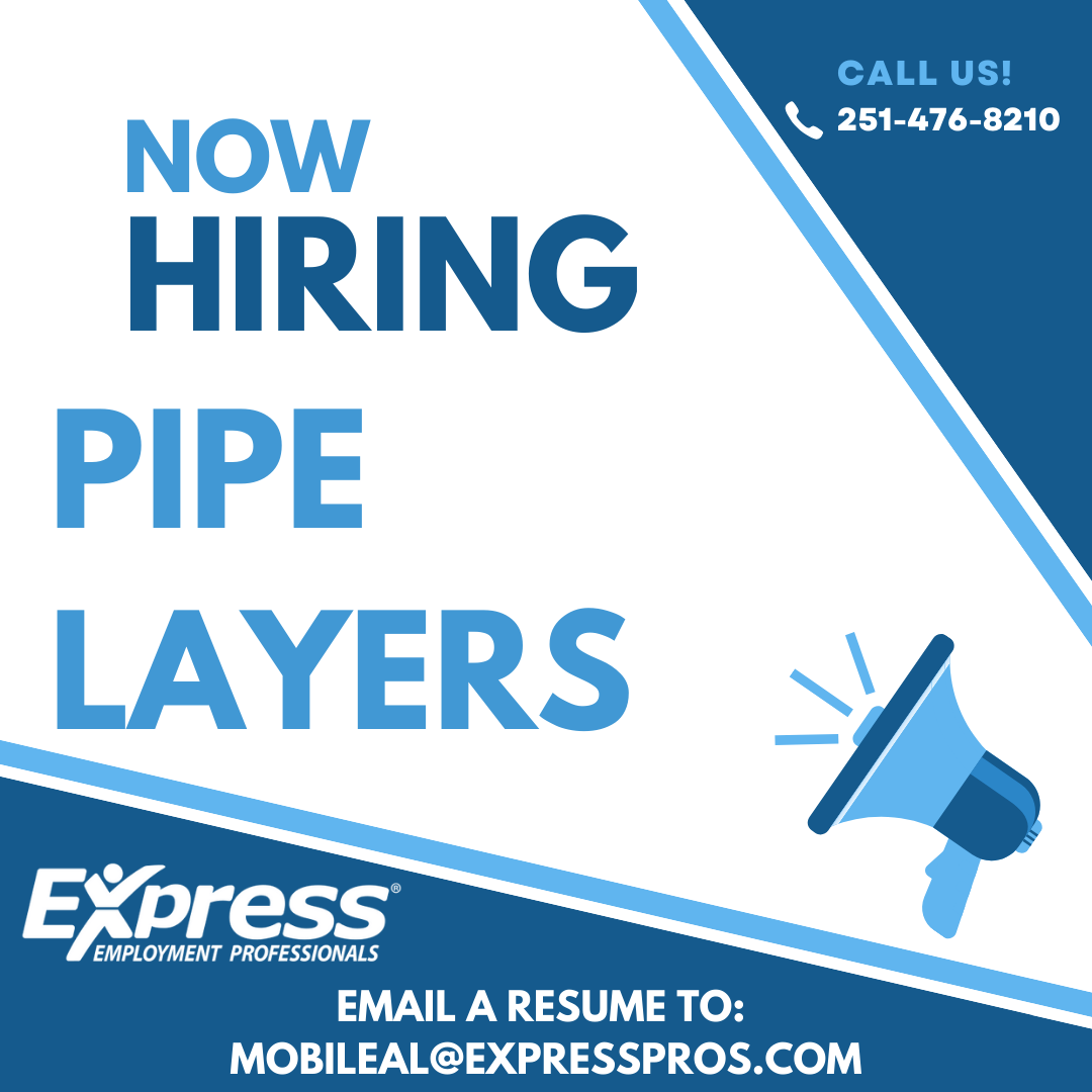 🚧 NOW HIRING: Pipe Layer – Mobile, AL

We are currently seeking Pipe Layers for full-time construction roles in the Mobile area.

What You’ll Do:
Install underground piping for drainage, water, or sewer systems
Assist with trenching and grading
Read and follow site plans and...