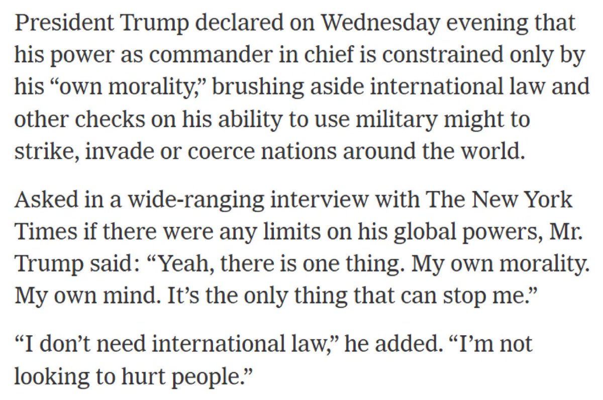 🇺🇸 | Trump: "No necesito el derecho internacional". — NYT