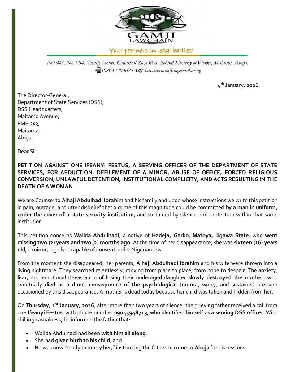 YusufAsunmogejo's tweet image. THE MEDIA HAS BEEN SILENT BUT WE WILL NOT
The silence from the media on this matter is actually scary but we will not keep quiet. Imagine searching for your 16-year-old daughter for two years only to find out she was living inside a DSS facility the whole time with a serving…