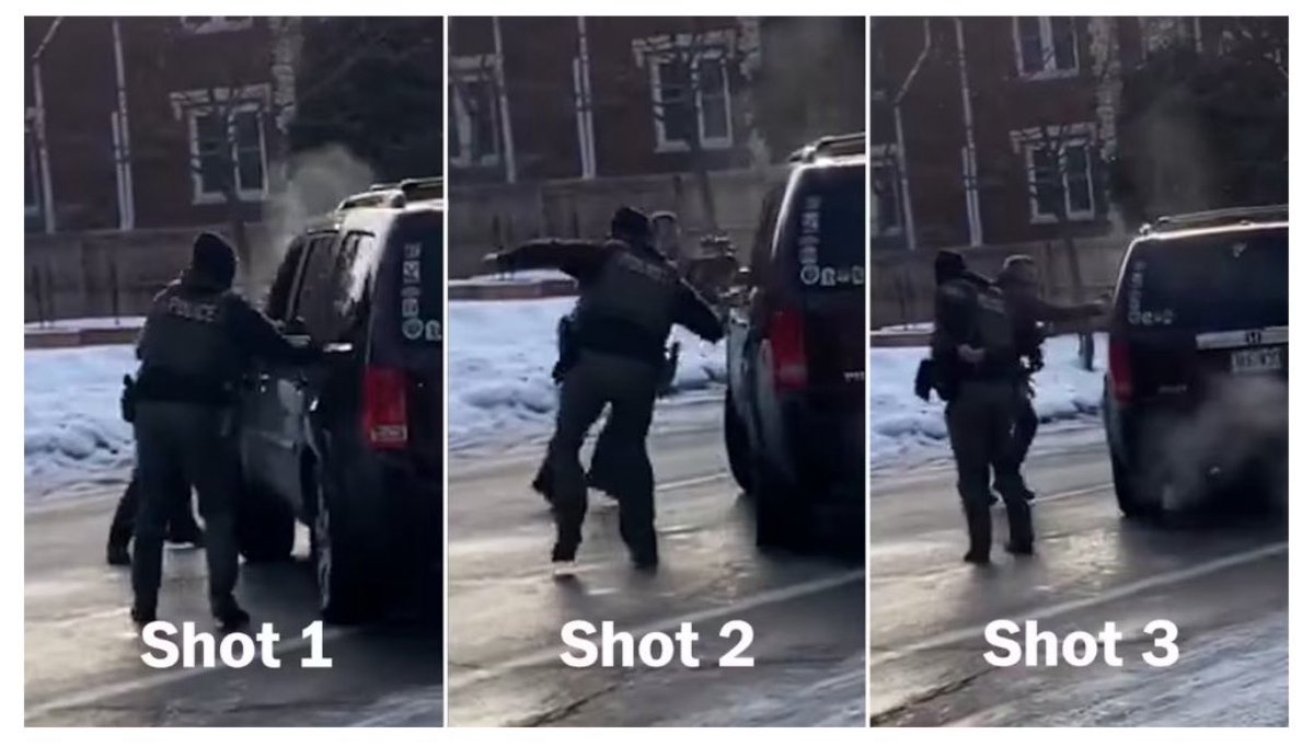 adammocklerr's tweet image. See Shot 1. If your feet are planted to the side of the car when shooting, and you have to reach over the hood in order to fire, are you really defending yourself?