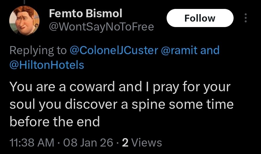 ColonelJCuster's tweet image. My favorite kind of Twitter user! "You are a coward, find a backbone!", followed by an immediate block. Many such cases