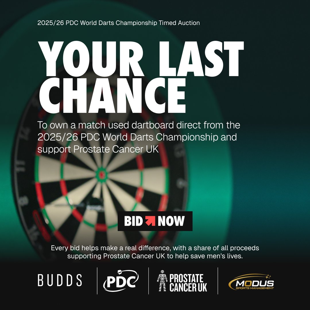 buddsauctions's tweet image. The @OfficialPDC 2025/26 World Darts Championship Timed Auction

Bid Now before the auction closes on January 11th budds.com/auctions/upcom… 

From the Paul Lim vs @lukeh180  match of two legends in round 2, to @LukeTheNuke180  defending his title and becoming the youngest back to…