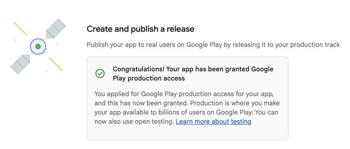 OrbitAppsNet's tweet image. Approved!

Google Play production access unlocked.
Time to ship