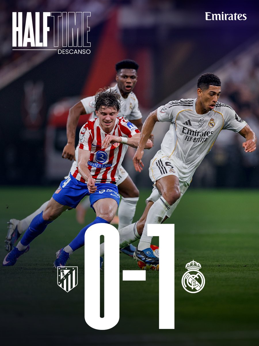 ⏸️ <a href="/Atleti/">Atlético de Madrid</a> 0-1 @RealMadrid
⚽ 2' <a href="/fedeevalverde/">Fede Valverde</a>
👉 @Emirates
