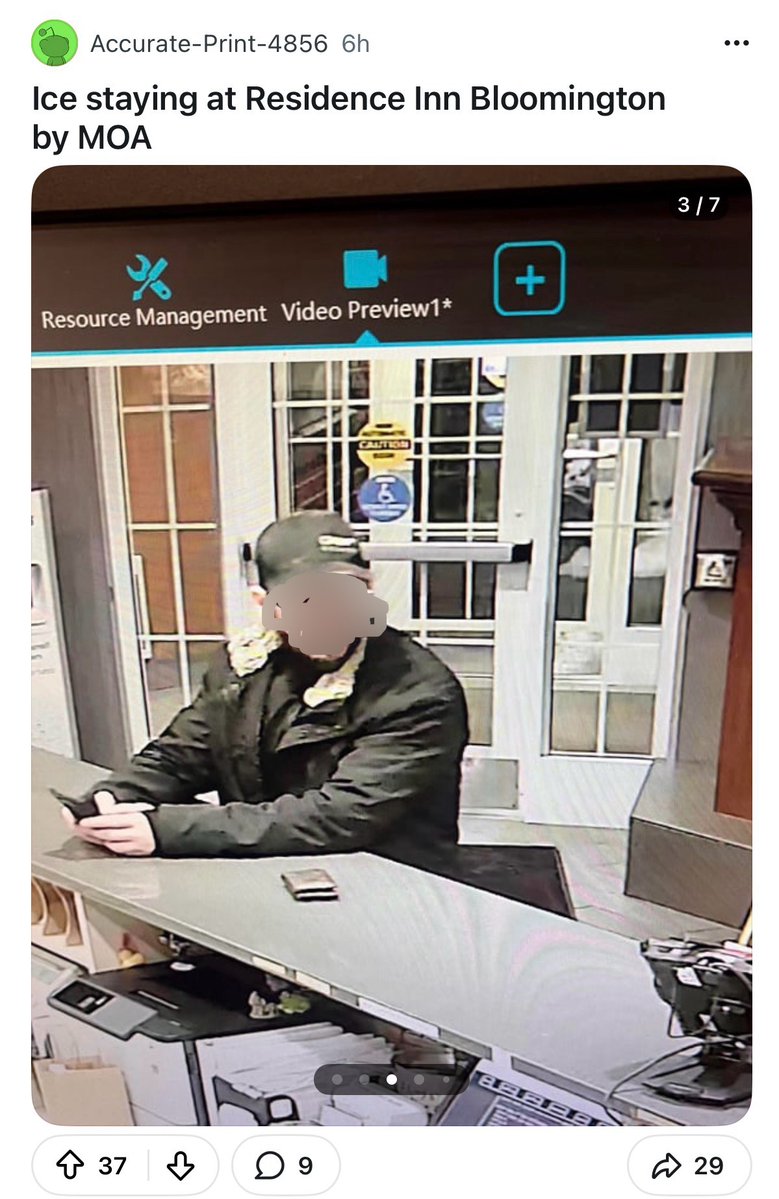 BillMelugin_'s tweet image. BREAKING: An independently owned Marriott hotel in Bloomington, MN confirms to @FoxNews they have ID'd &amp;amp; fired an employee who doxxed ICE agents by leaking their names, emails, and surveillance images of them as they checked in at the front desk. The images appeared in an…