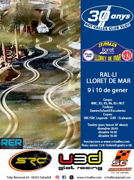 RCT_Valles's tweet photo. 30 anys de campionat de Ral·li Slot, y dedicat als ral·lis catalans. Primera cursa: ral·li #lloretdemar https://t.co/vw0B0kUV2P