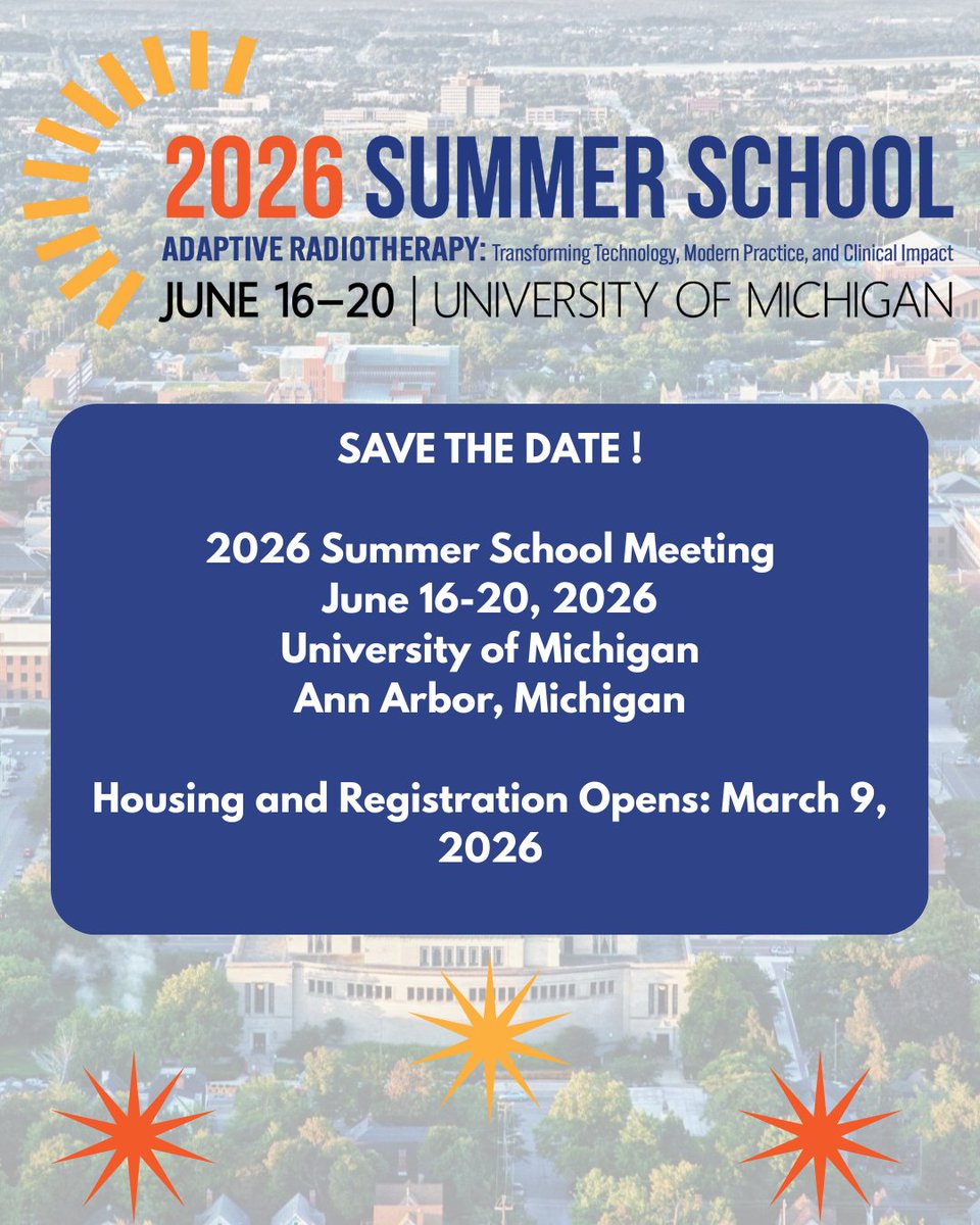 aapmHQ's tweet image. Mark your calendar and save the date for the 2026 AAPM Summer School!

Registration opens March 9, 2026

View the Summer School website here: ow.ly/7ETC50XTtyB

#AAPM #AdaptiveRadiotherapy #SummerSchool #MedicalPhysics