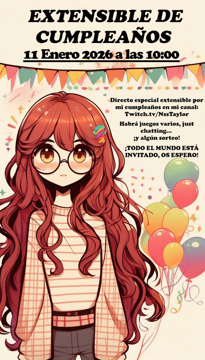 NssTaylor9's tweet image. ✨ EXTENSIBLE DE CUMPLEAÑOS ✨ Ya es una tradición desde hace algunos años. Sé que últimamente estoy algo más ausente, pero no podía perderme este día con ustedes. Siempre lo disfruto un montón 🥰

¡Os espero por allí con mucha ilusión! ❤️