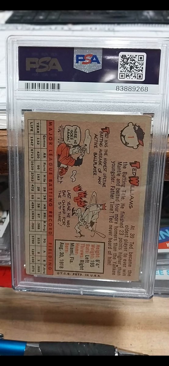 DaCardShop's tweet image. Random post tonight from a trusted friend of mine!

He’s selling this 1958 Topps PSA 1 Ted Williams. 

Looking for $85 shipped on it. 

Let me know if you’re interested and I can have him send it to you!