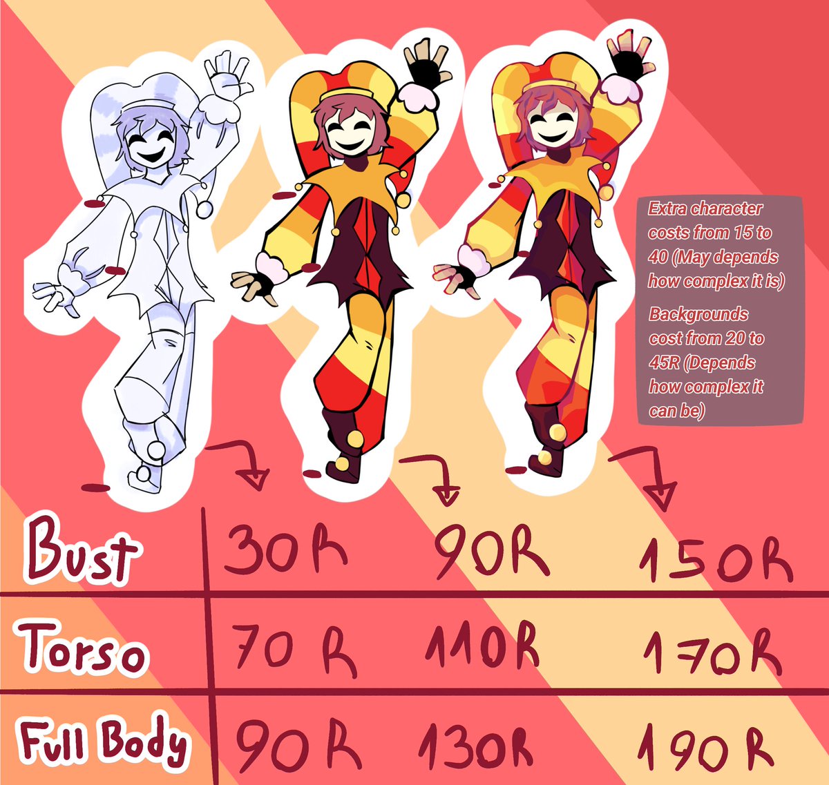 Comms Open! 
Im finally able to take them,I just want to say will be only 3 slots because I dont wanna saturate myself. Also PLEASE read the alt of the terms and conditions.