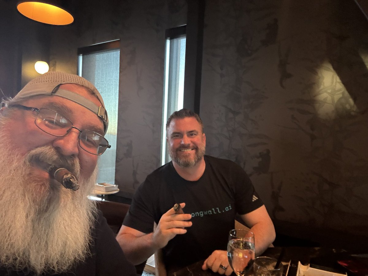Solving all the world’s problems with <a href="/Beardvet/">Beard Vet</a> and a good cigar!   Glad to count you as a friend!
