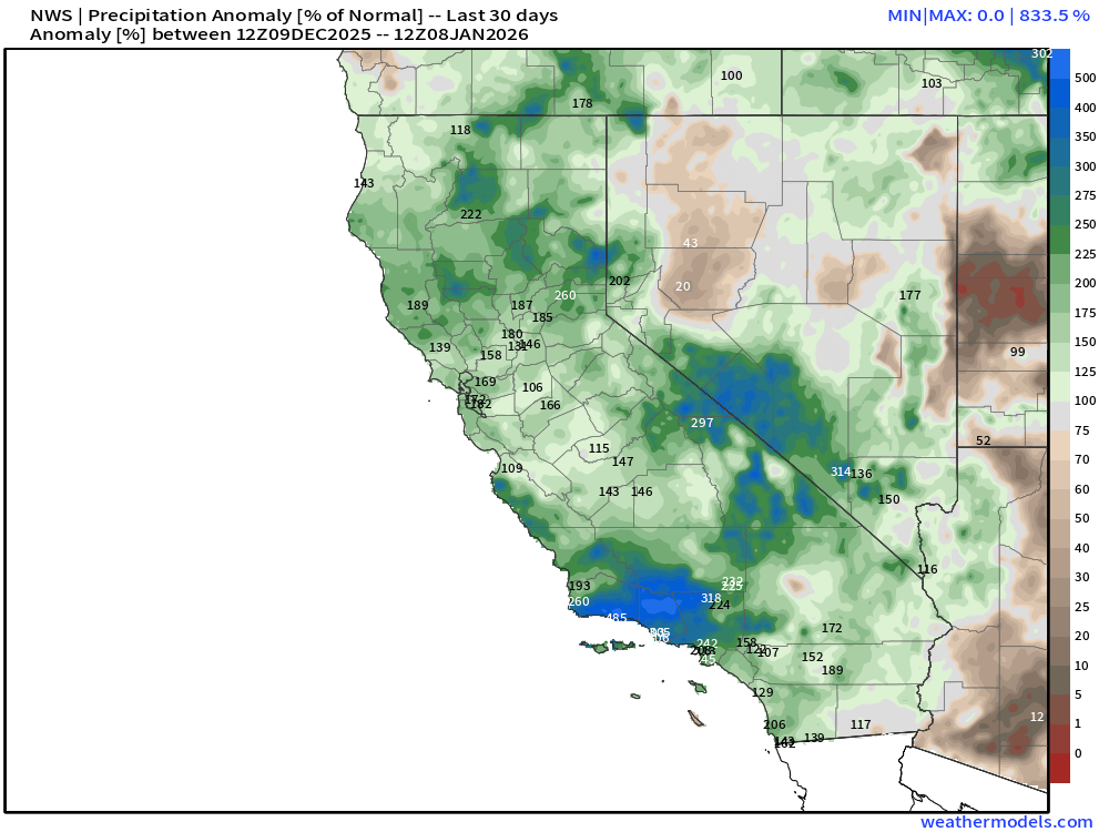 ChrisMartzWX's tweet photo. Four years ago, the San Francisco Chronicle reported that dry winters could now be the "new normal" in California.

This winter, precipitation has been 120-150% above the 1991-2020 average and reservoirs are full.

Another environmental prediction circles the drain. https://t.co/511nKssgla
