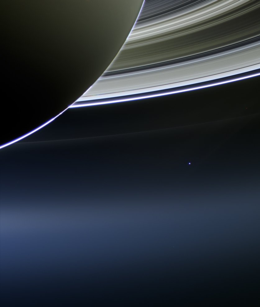 MAstronomers's tweet image. If you were alive on July 19, 2013, congratulations—you are in this photo.

That tiny dot below the rings is Planet Earth, captured by the Cassini spacecraft from 1.4 billion kilometers away.