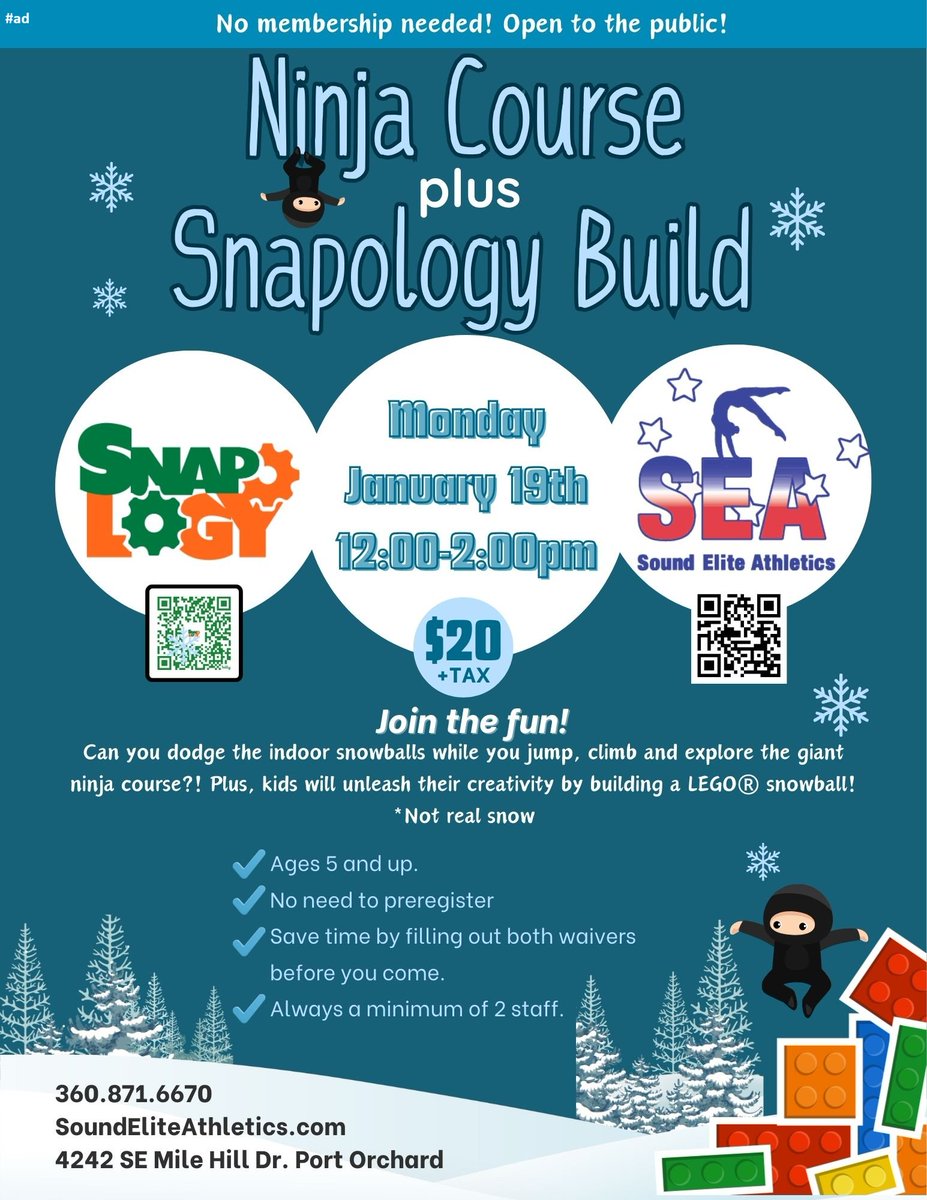 #ad Ready for a high-energy winter adventure? Sign up for this action-packed afternoon of movement and creativity at Sound Elite Athletics!

Perfect for burning energy and sparking imaginations during winter break!
facebook.com/events/7210985…