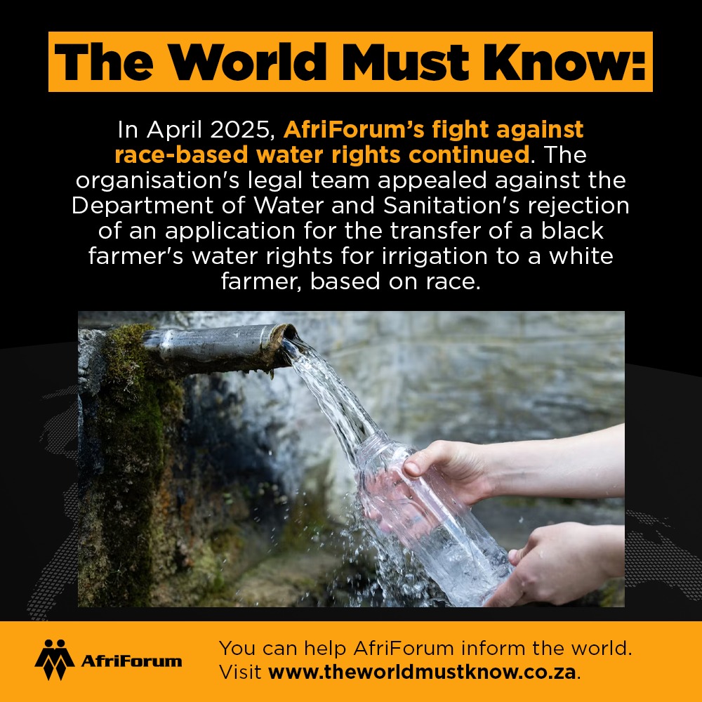 ConCaracal's tweet image. Even water rights are racialised by the South African government.