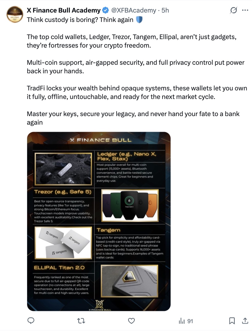 Are you using cold storage to secure your $XRP and crypto bags? If so,  which one? If not, and you want to get educated. Follow @XFBAcademy 👈