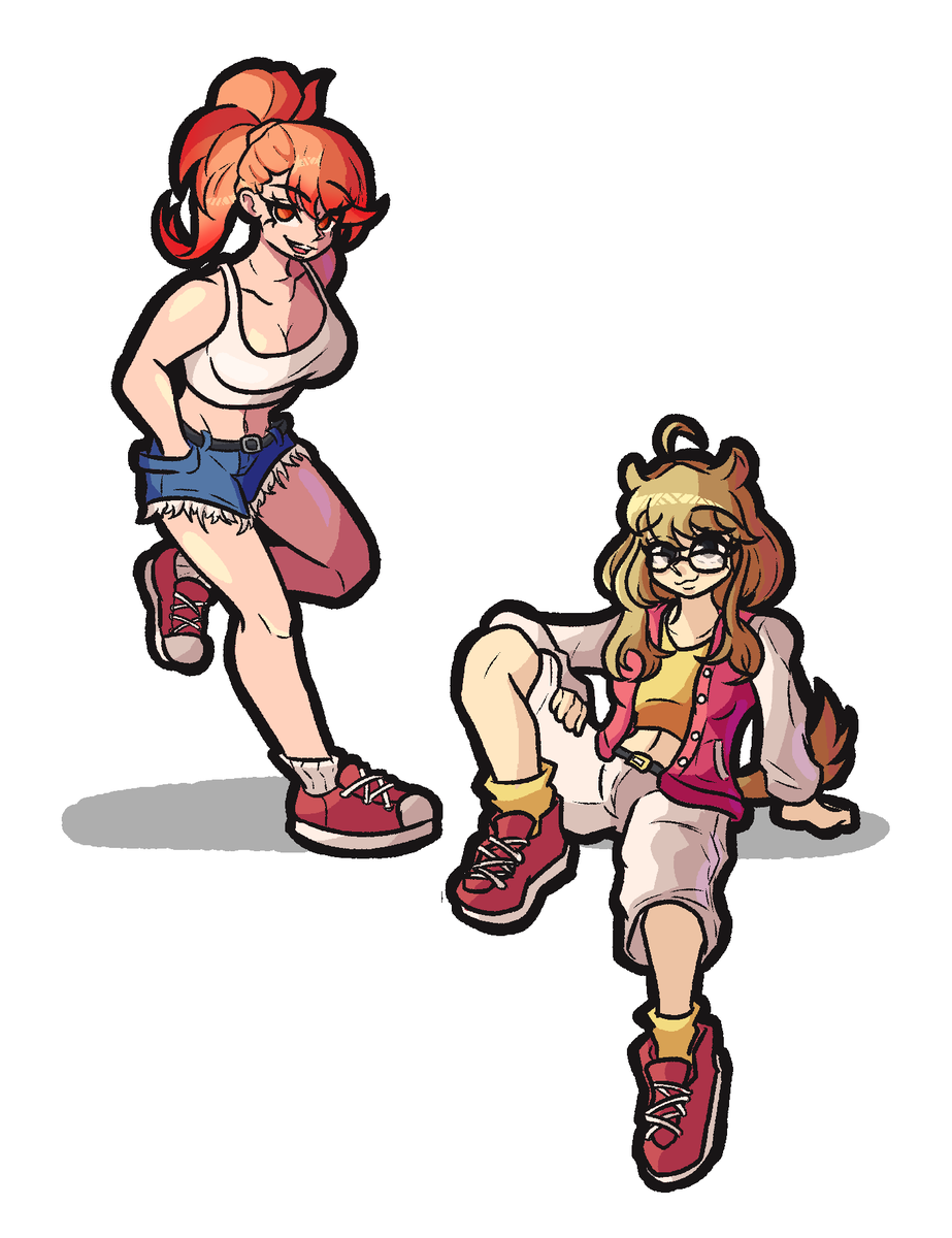 test1_5's tweet image. Next SFW Intermission, this time the devious duo of Marble and Amber

Marble, a thief for a hunger for challenge and a true escape artist and her mimic friend Amber, known con artist and has one love and that is gold.

Art by @MoonLightWn