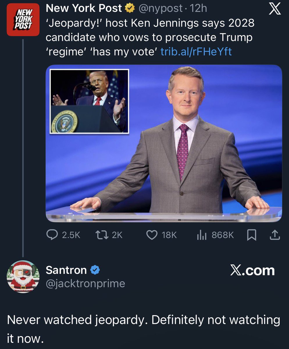 CantEverDie's tweet image. i love the idea of a guy who’s still been on the edge of getting into jeopardy after 61 years of it airing