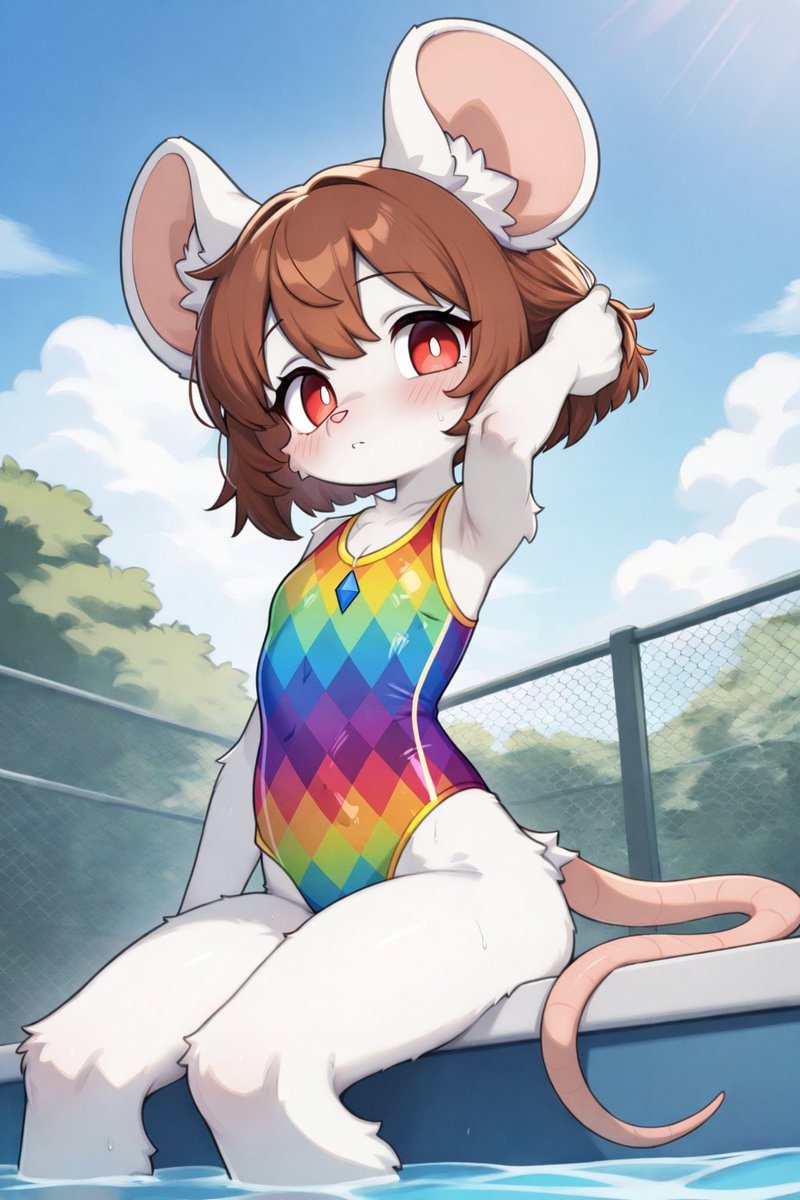 Could I join your group? 🐭🩱

#furry #furryai #aiart #Swimsuit