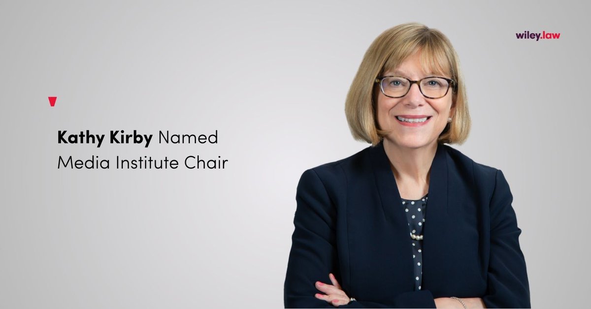 WileyRein's tweet image. Congratulations to Kathy Kirby, who has been named the next Chair of the Media Institute’s Board of Trustees.

Learn more: bit.ly/3Yvn916

#Media #WileyWay