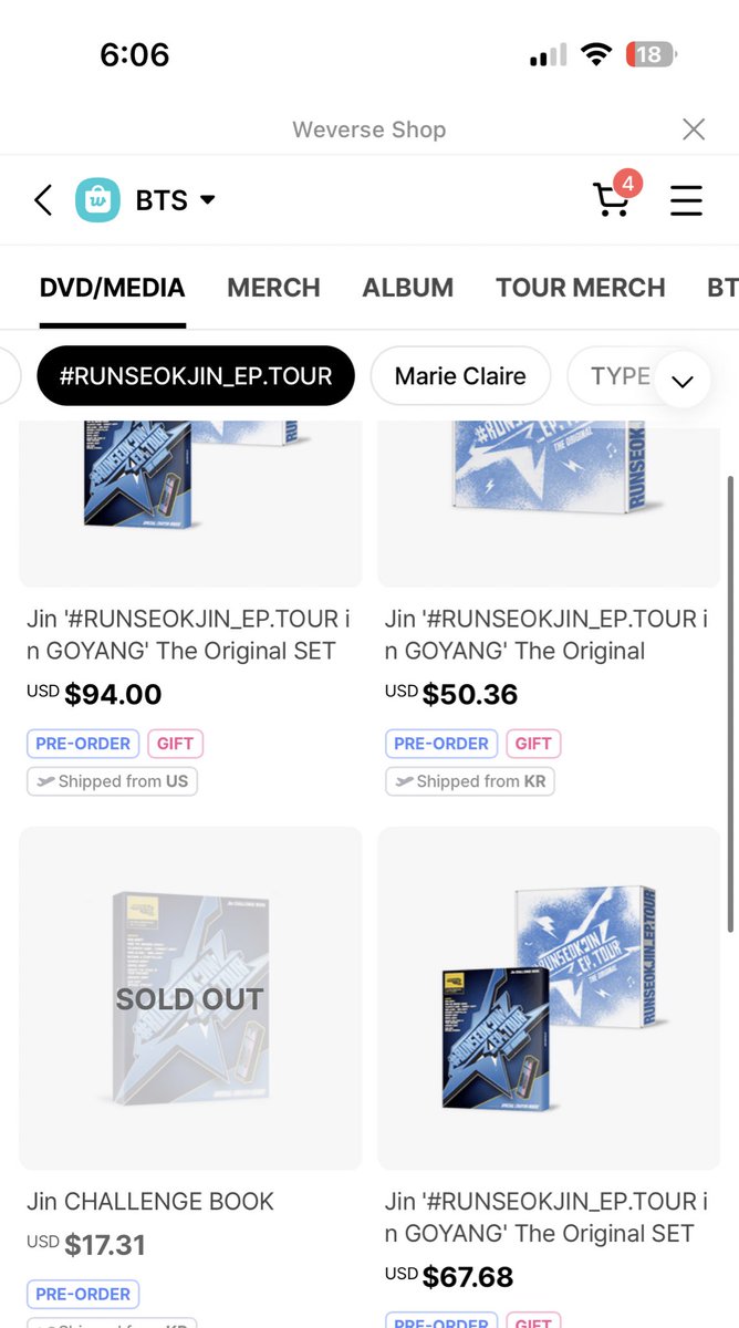 hourjinnie's tweet image. JIN’S CHALLENGE BOOK is now sold out after 5 minutes on BOTH the USA &amp;amp; GLOBAL Weverse shops 

#방탄소년단진 #진 #BTSJIN #JIN