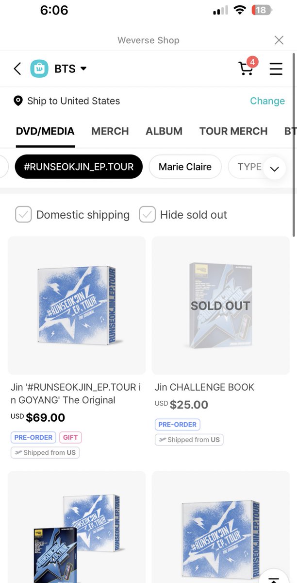 hourjinnie's tweet image. JIN’S CHALLENGE BOOK is now sold out after 5 minutes on BOTH the USA &amp;amp; GLOBAL Weverse shops 

#방탄소년단진 #진 #BTSJIN #JIN