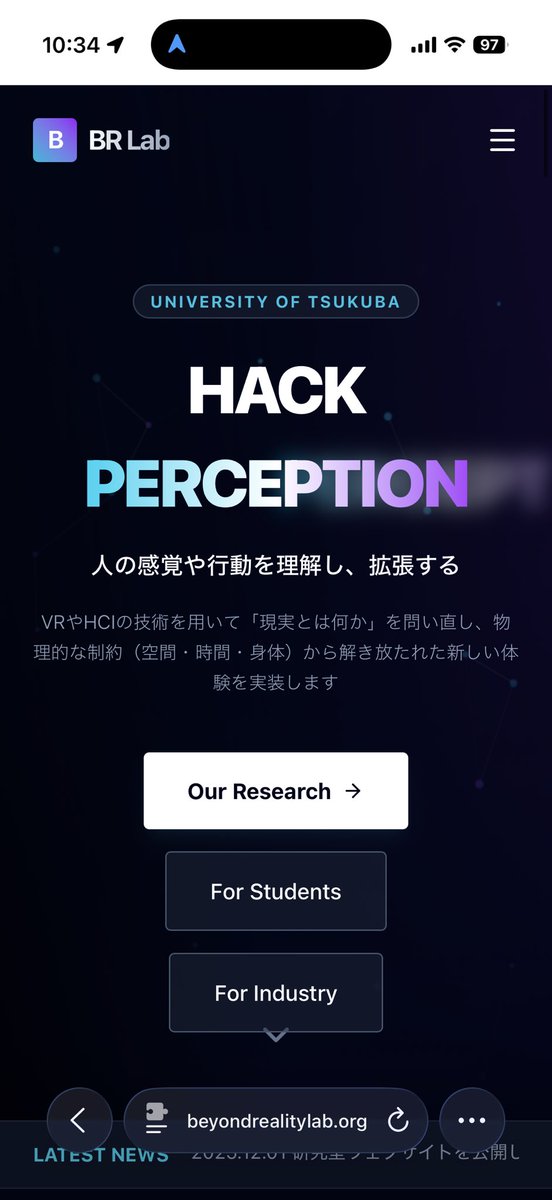 kmmech1's tweet image. 筑波大学で主宰する新研究室「Beyond Reality Lab.」のWebサイトを公開しました！
VRやHCI等の技術を用いて，現実を超える体験の創出を目指します．
興味のある方はぜひ覗いてみてください！
beyondrealitylab.org
#筑波大学 #VR #HCI #BeyondRealityLab