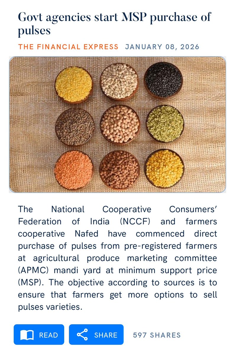 Govt agencies start MSP purchase of pulses
financialexpress.com/policy/economy…

via NaMo App