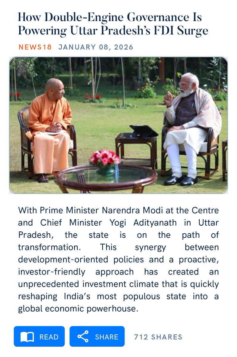 How Double-Engine Governance Is Powering Uttar Pradesh’s FDI Surge
news18.com/opinion/opinio…

via NaMo App