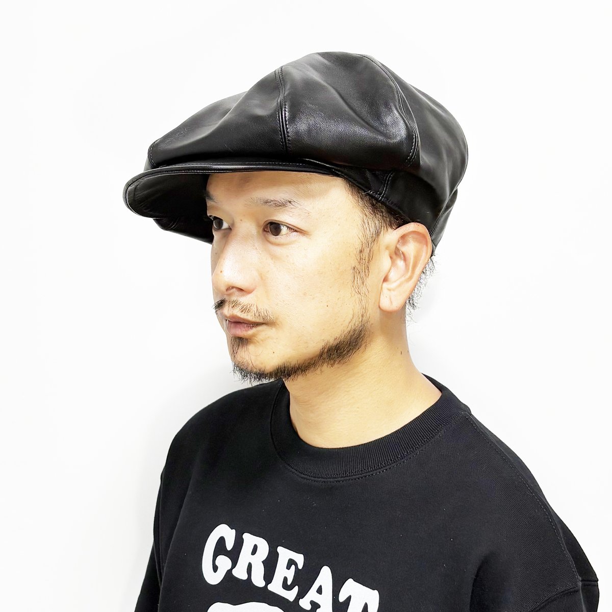 Original John LEATHER FLAT TOP CAS 大きなシルエットのビッグ