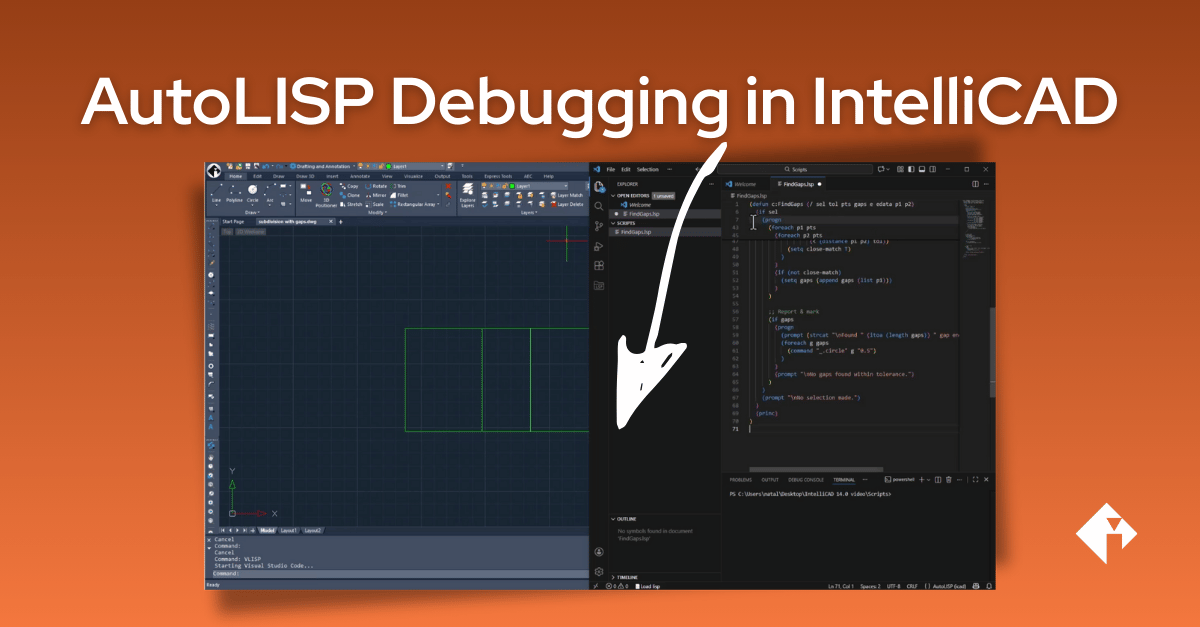 AutoLISP + modern debugging in IntelliCAD 14.0.

The new VLISP command connects IntelliCAD with Visual Studio Code for step-by-step debugging. Check it out.

Watch the walkthrough 👇
hubs.li/Q03-6SbY0

#IntelliCAD #AutoLISP #VLISP #CADdevelopment